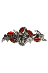 Lily of the Valley Barrette with Red Glass Stones
