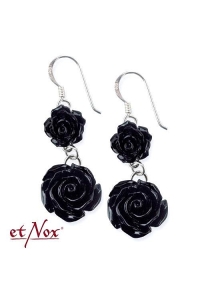 Black Rose Silver Earrings