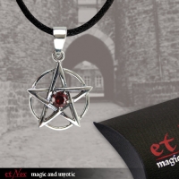Mystic Pentagram Anhï¿½nger - Silber 925er + roter Zirkonia