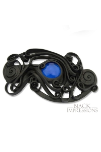 Kunstharz-Haarspange mit Clip/Glasstein blau - Mystic Blue