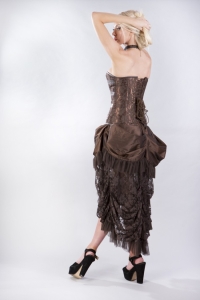 Elvira Gothic Steampunk Corset Skirt in Brown Taffeta