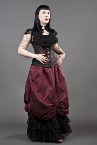 Deep Romantic Taffeta Ballgown Skirt - Burgundy-Black