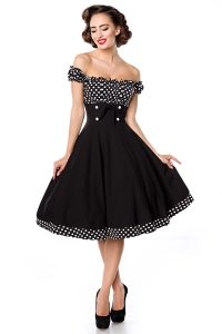 Dorothy - Schwarz-Weißes Vintagekleid mit Tellerrock