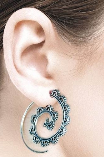 Stilvolle Sterling Silber Ohrringe Spiralen massiv punziert 925 handgefertigt
