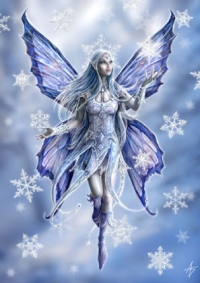 Anne Stokes Jul-Grußkarte - Snowflake Fairy