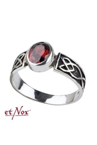 Keltischer Knoten Ring mit rotem Zirkonia - Silber 925er