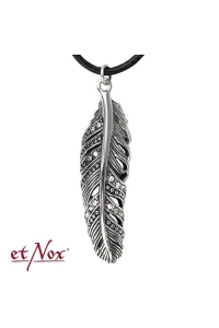 Sparkling Feather Steel Pendant with Zirconia