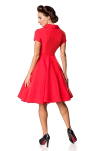 Red Premium Vintage Swing Dress with Buttons