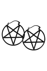 Small Pentagram Hoops - Black