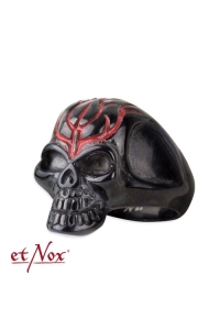 etNox Ring Black Skull aus schwarzem Edelstahl