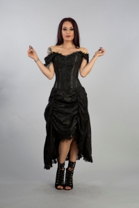 Burleska Passion Corset Dress in black brocade and lace overlay EU36