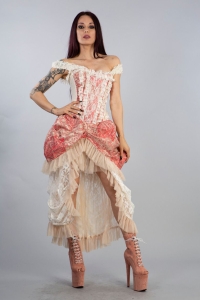 Versailles Corset Dress - Coral Cream Brocade 24"