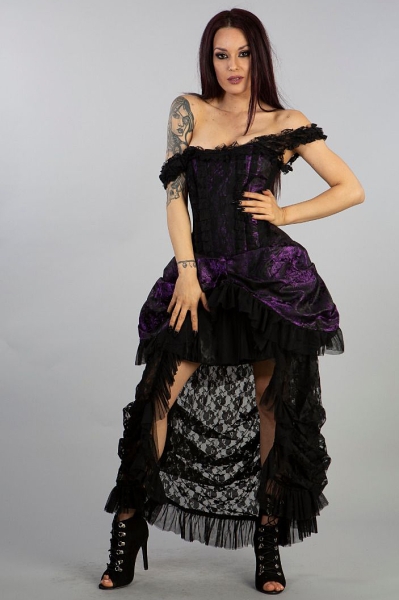 Corset Dress Versailles - Brokat Violett-Schwarz