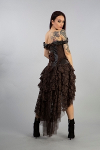 Ophelie Maxi Corset Dress - Brown Lace and Matte