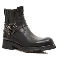 New Rock Leather Biker Boot with Skull Badge *Size 44*