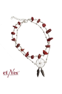 Dream Catcher - Anklet - Silver 925 and Coral Stone