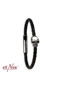 etNox Armband Skull aus Leder und Edelstahl