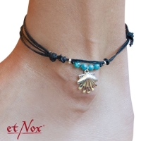 Shell - Cord Anklet with Silver Pendant