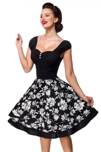 Retro Flower Dress in Black/White