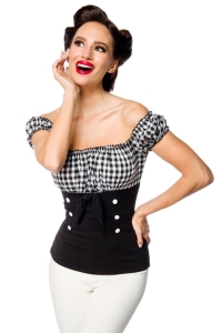 Vintage Top Catherine with Buttons - Black Check