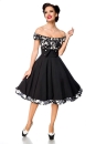 Dorothy Flared Dress - Black with Floral Pattern