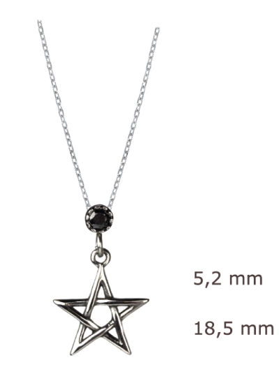 Pentagram Steel Necklace with Zirconia