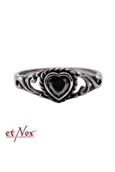 etNox Ring Black Heart  - stainless steel + zirconia