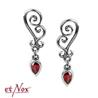 Red Zirconia Ornament Silver Earrings Viola