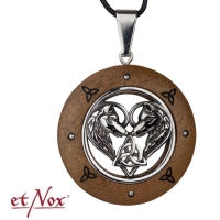 etNox Wooden Circle Pendant "Celtic Wolf"
