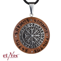 etNox Wooden Circle Pendant "Viking Compass"