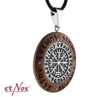 etNox Anhï¿½nger Wikinger Kompass - Wooden Circle - aus Holz und Edelstahl